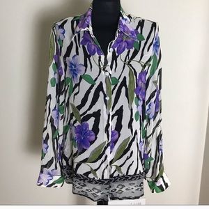 Vintage Silk Floral Button Down